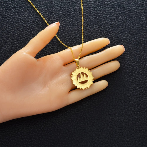 Yezidische Lalish Sonnenkette – Edelstahl Anhänger in Gold oder Silber